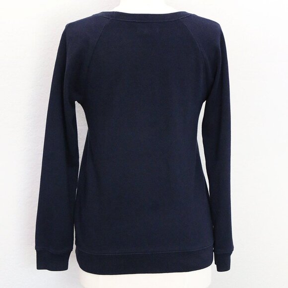 Madewell 100% Cotton Cutout Crewneck Pullover Sweatshirt Navy Blue Size S $72 - Picture 4 of 13